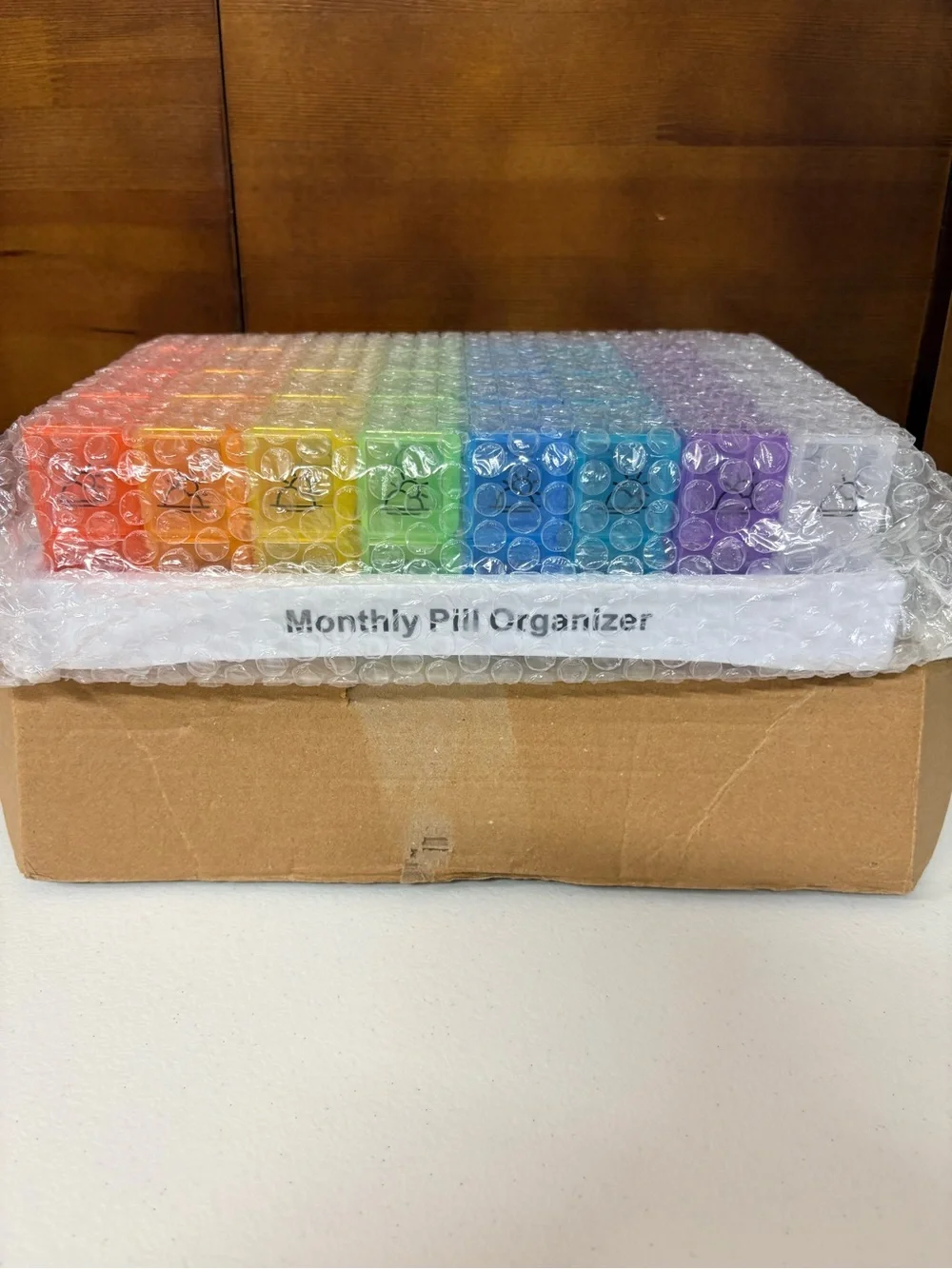 Monthly 31-Day Pill Organizer Morning and Evening Compartments - Rainbow